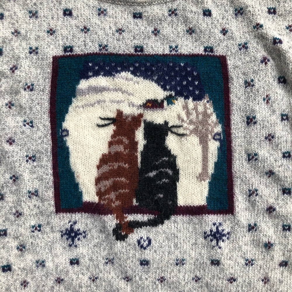 VINTAGE Woolrich The Woman Sweater Cats Wool - Picture 2 of 4